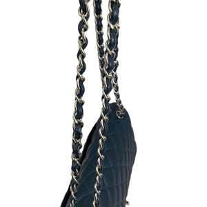 Jumbo Classic Double Flap Caviar Blue SHW