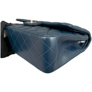 Jumbo Classic Double Flap Caviar Blue SHW