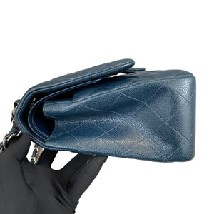 Jumbo Classic Double Flap Caviar Blue SHW