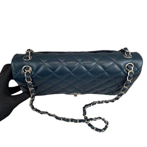 Jumbo Classic Double Flap Caviar Blue SHW