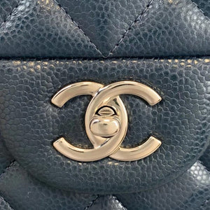 Jumbo Classic Double Flap Caviar Blue SHW