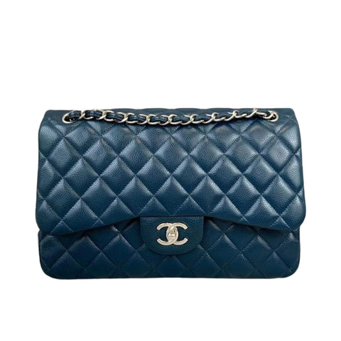 Chanel classic flap navy blue deals