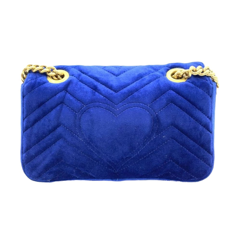 Mini Marmont Matelassé Velvet Blue GHW