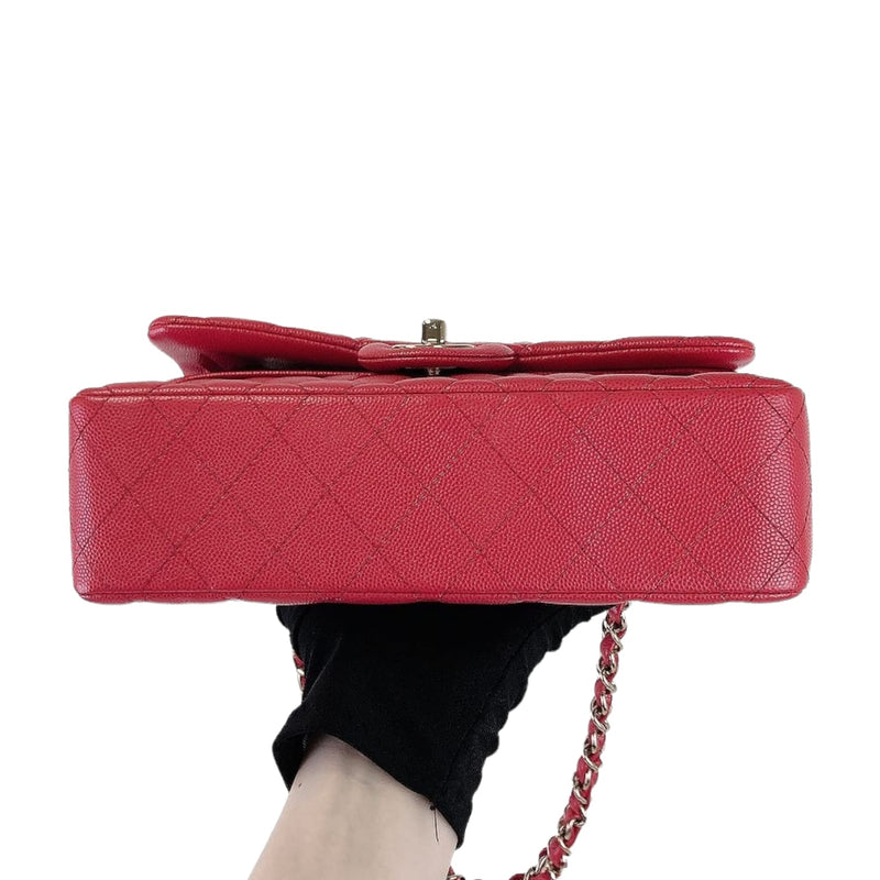 Small Classic Double Flap Caviar Red GHW