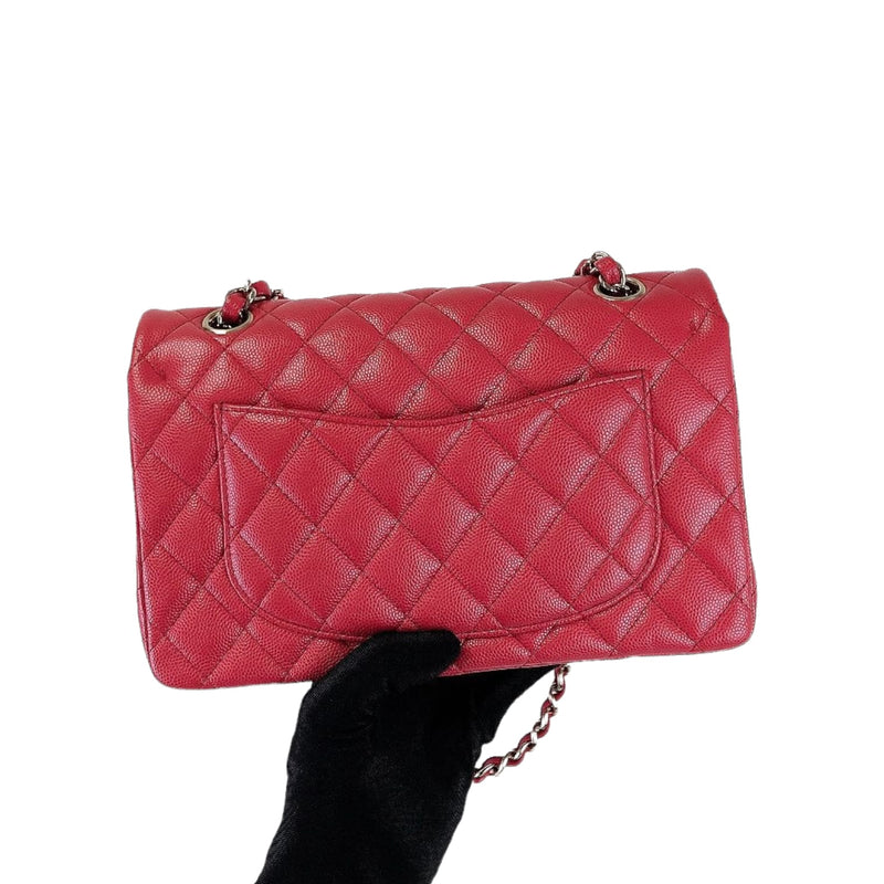 Chanel Small Classic Double Flap Red Caviar Light Gold Hardware