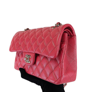 Small Classic Double Flap Caviar Red GHW