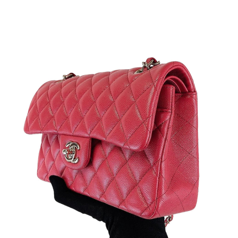 Chanel Classic Double Flap Bag Quilted Caviar Small Red 240013383