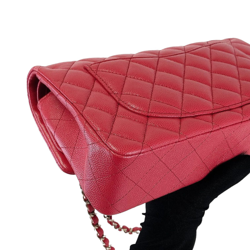 Small Classic Double Flap Caviar Red GHW