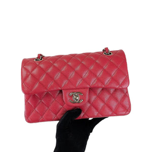 Small Classic Double Flap Caviar Red GHW