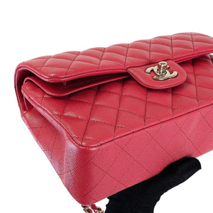 Small Classic Double Flap Caviar Red GHW