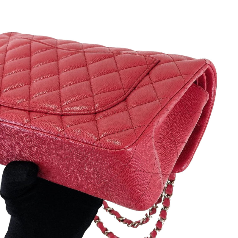 Small Classic Double Flap Caviar Red GHW