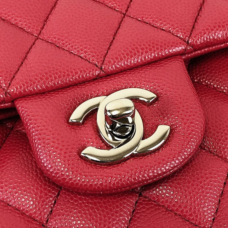 Small Classic Double Flap Caviar Red GHW