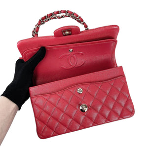 Small Classic Double Flap Caviar Red GHW