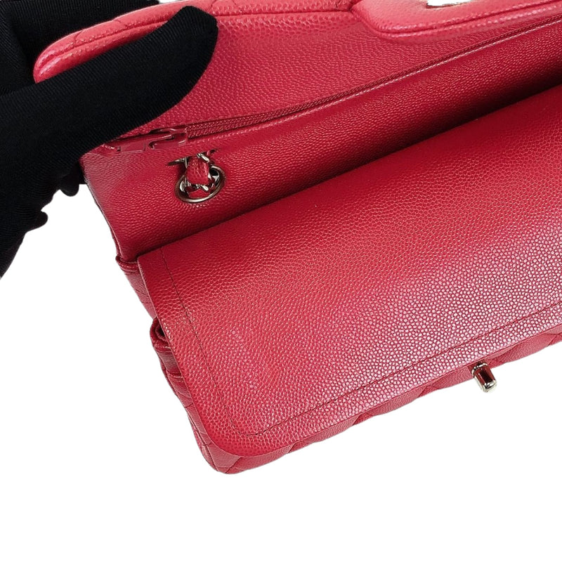 Small Classic Double Flap Caviar Red GHW