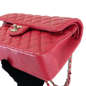 Small Classic Double Flap Caviar Red GHW