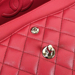 Small Classic Double Flap Caviar Red GHW