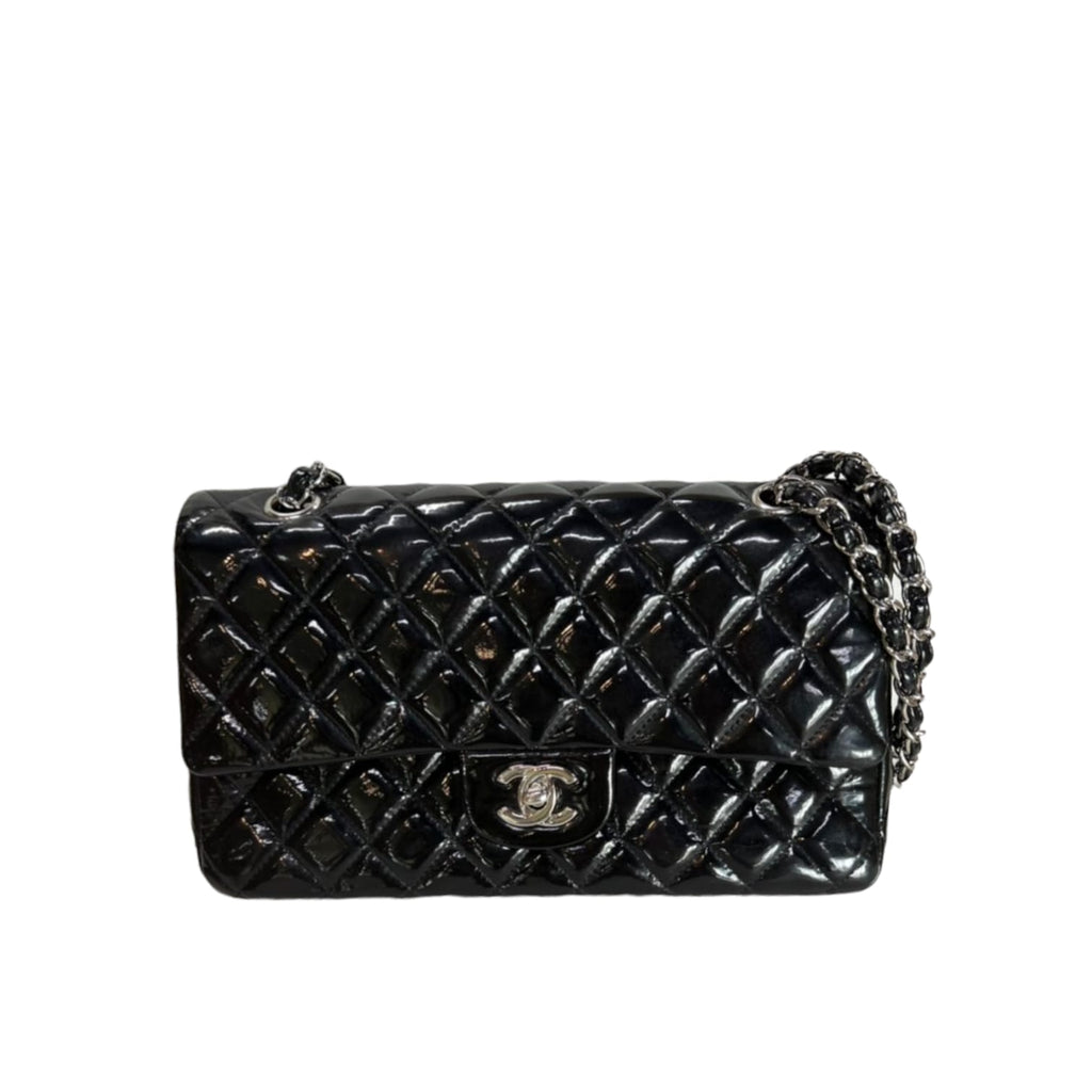 Medium Classic Flap Patent Black SHW