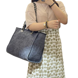 Medium Deauville Tote Grey GHW