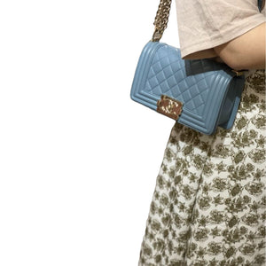 Small Boy Bag  Calfskin Blue GHW
