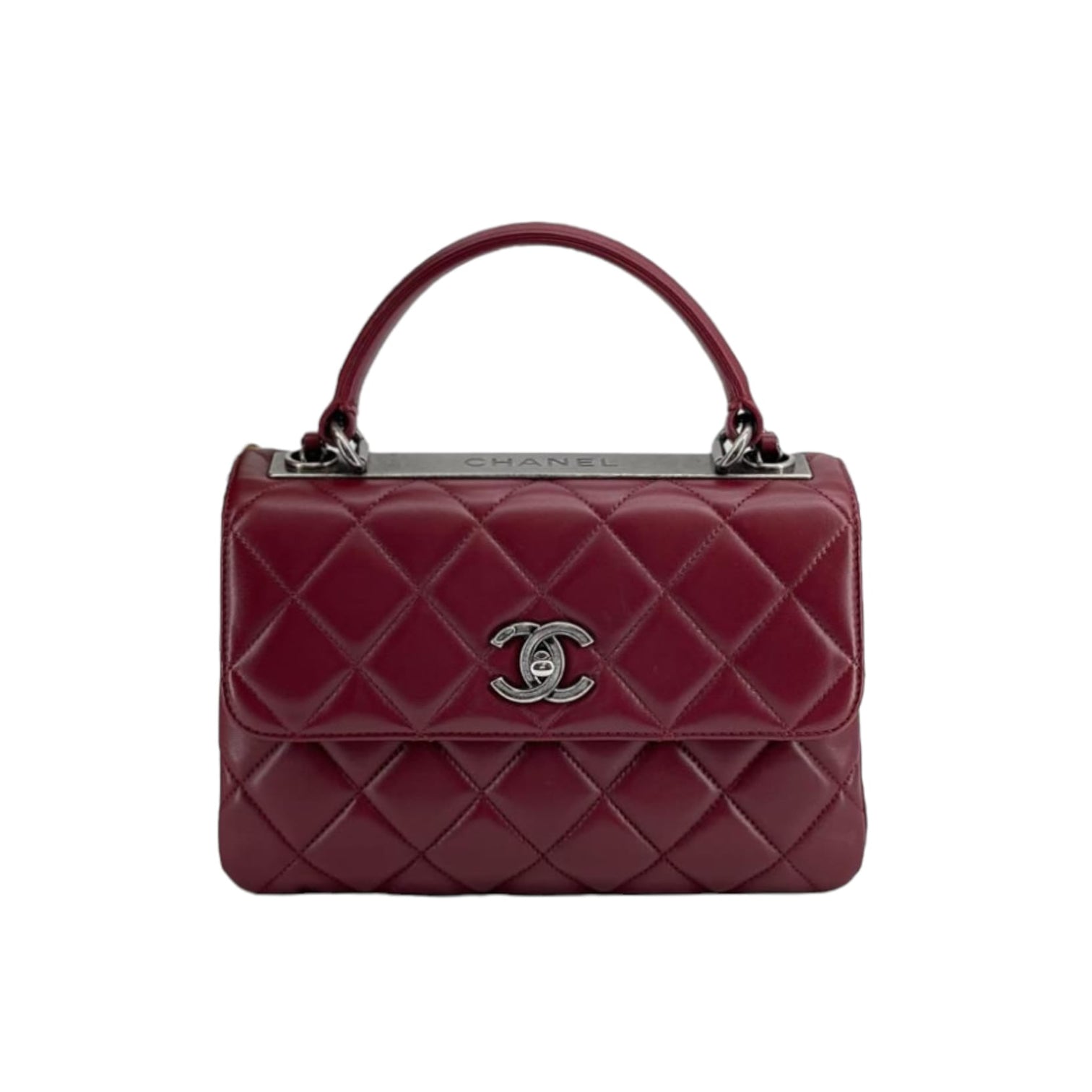 CHANEL Lambskin Quilted Mini Square Flap Burgundy 432695