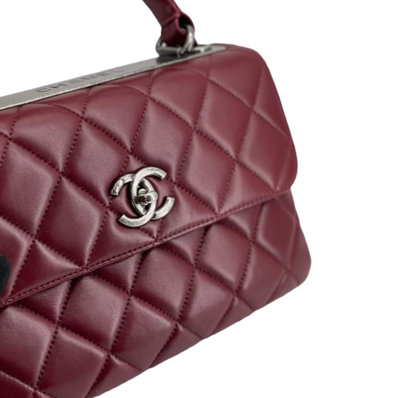 Burgundy Quilted Lambskin Trendy CC Wallet on Chain WOC Gold Hardware, 2022