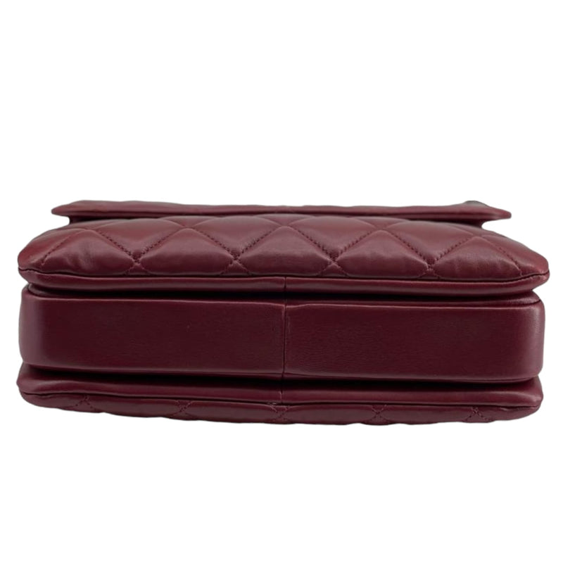 Small Trendy CC Flap Lambskin Burgundy RHW