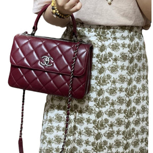 Small Trendy CC Flap Lambskin Burgundy RHW