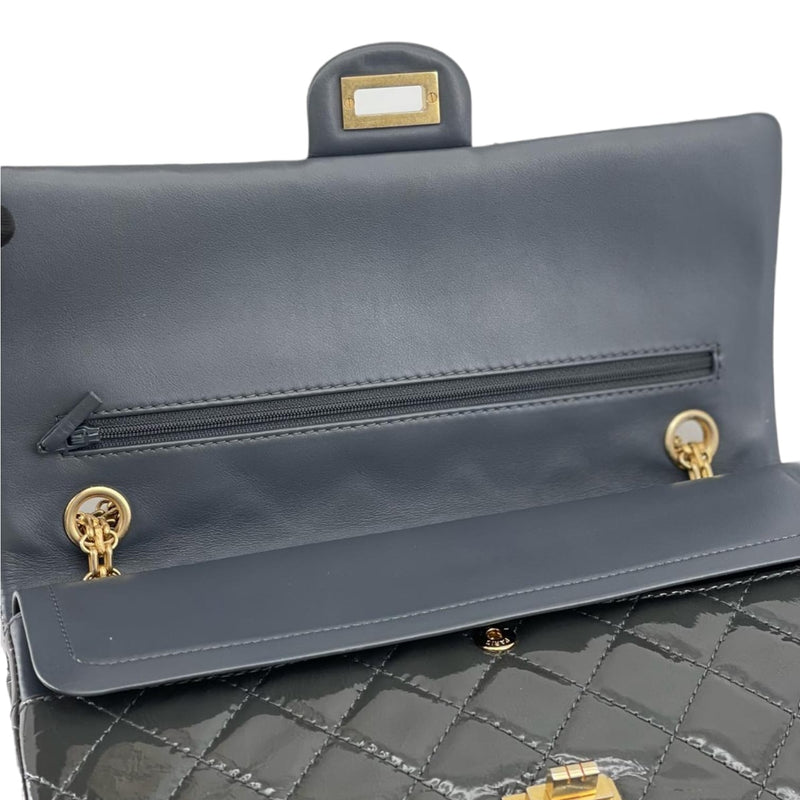 CHANEL 2.55 Classic Flap Bag Size 226 Black Aged Calfskin &