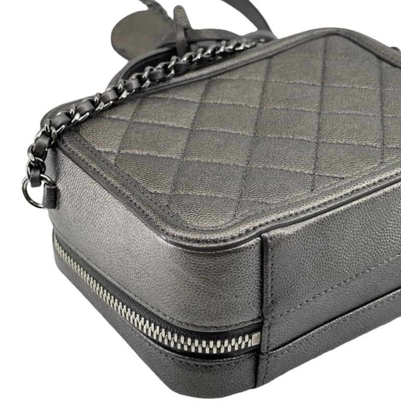 Small Filigree Vanity Case Caviar Metallic Dark Grey RHW