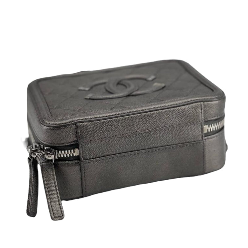 Small Filigree Vanity Case Caviar Metallic Dark Grey RHW