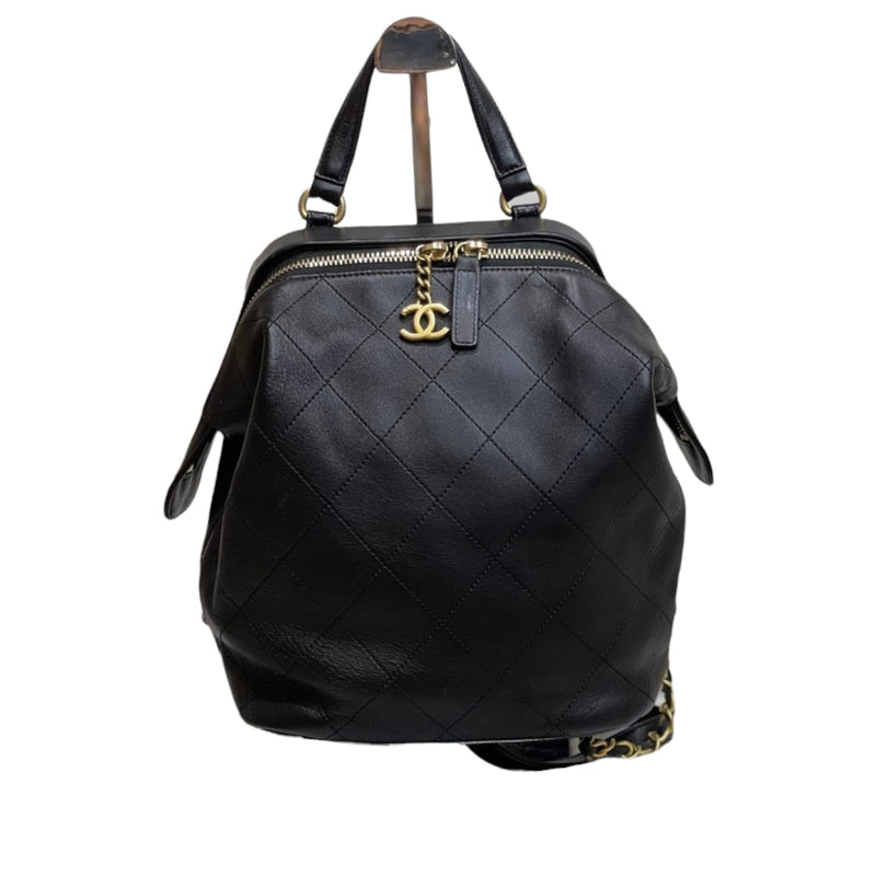 CC Diamond Quilted Backpack Black GHW