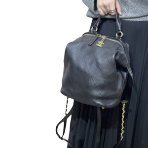 CC Diamond Quilted Backpack Black GHW