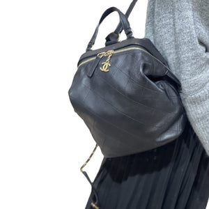 CC Diamond Quilted Backpack Black GHW