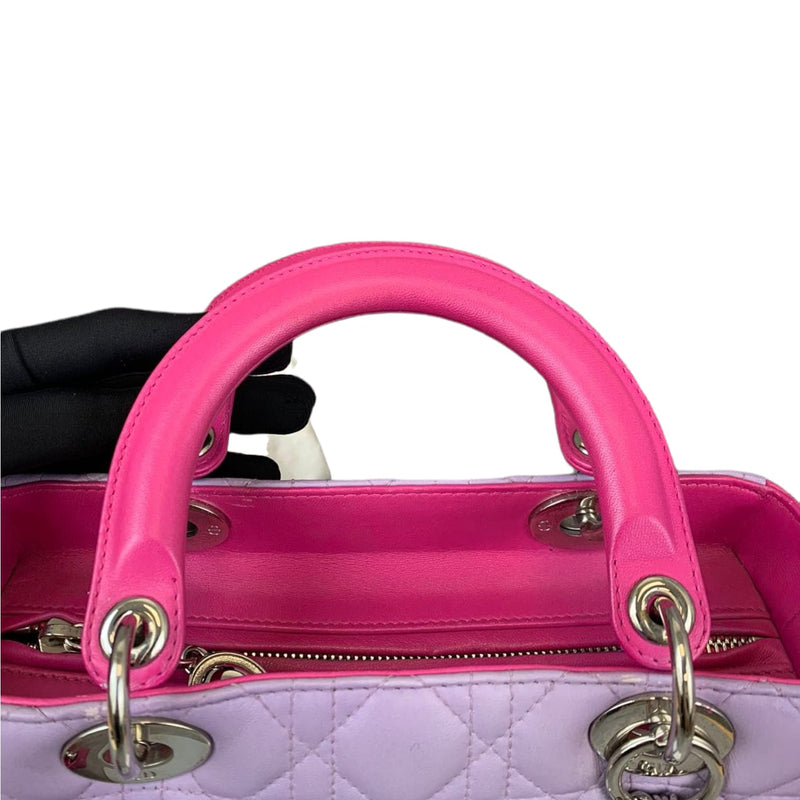 Medium Bi-color Lady Dior Lambskin Pink Purple SHW