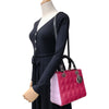 Medium Tri-Color Lady Dior Lambskin Black Dark and Light Pink SHW