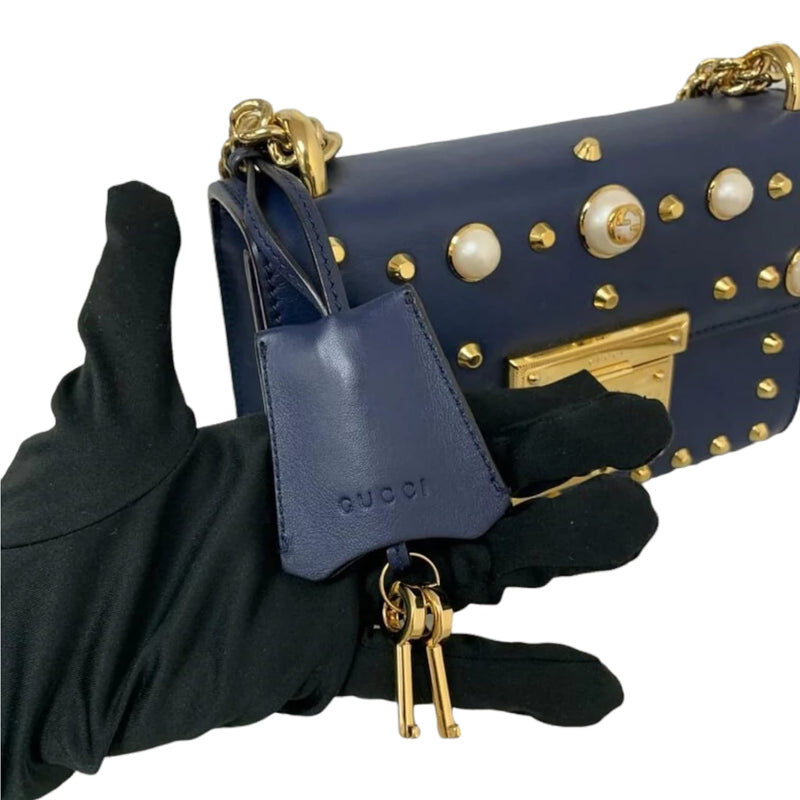 Small Studded Padlock Dark Blue GHW