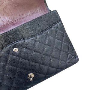 Classic Double Flap Maxi Caviar Black SHW
