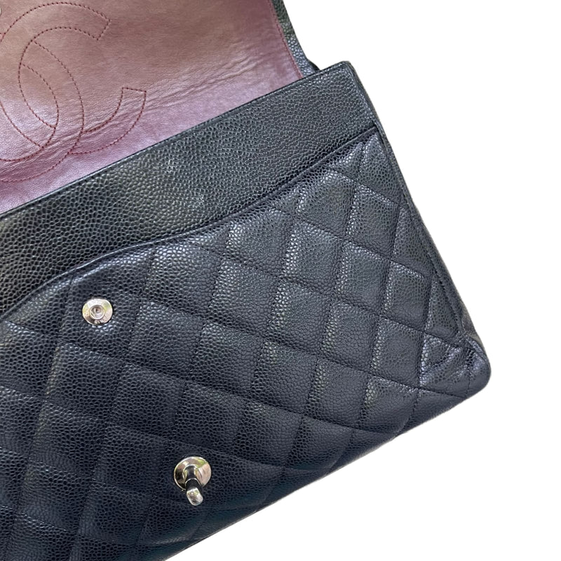 Classic Double Flap Maxi Caviar Black SHW
