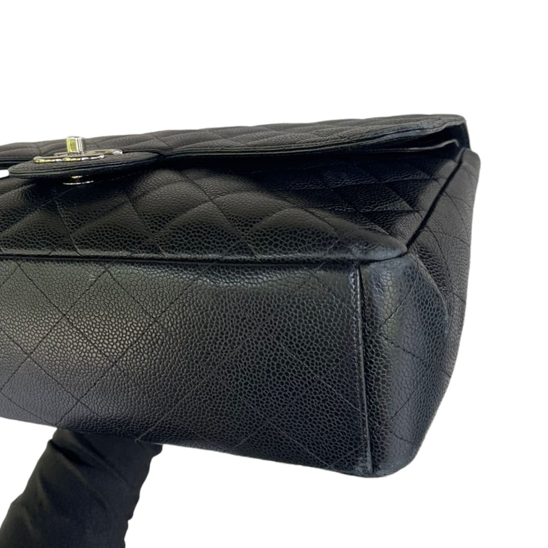 Classic Double Flap Maxi Caviar Black SHW