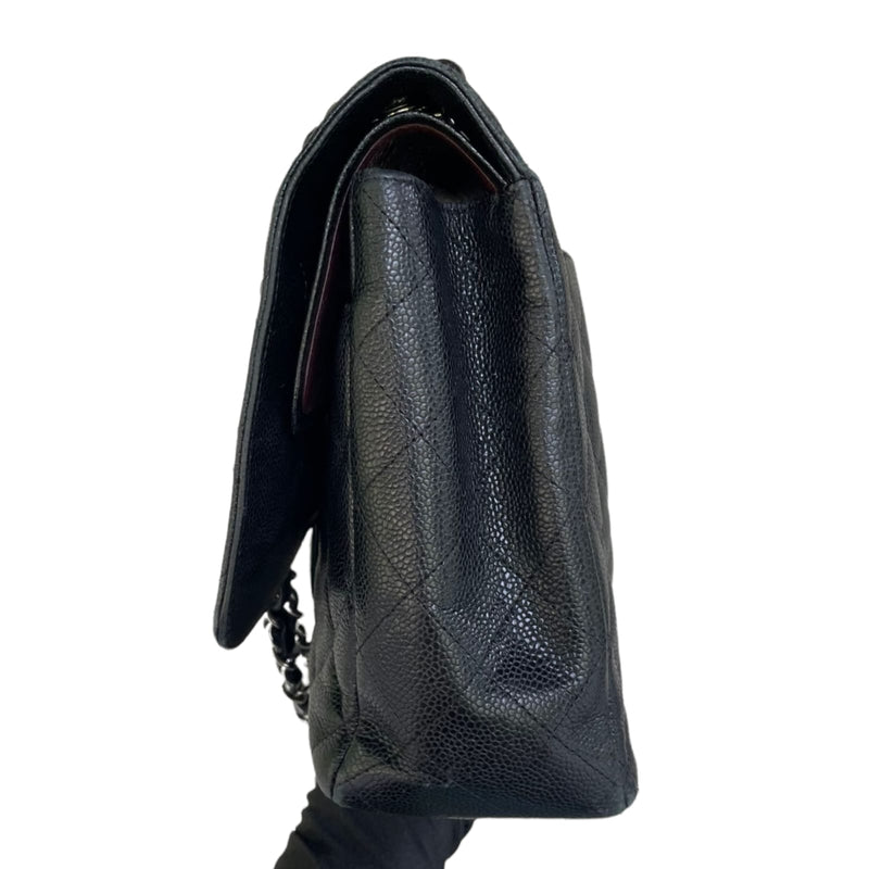 Classic Double Flap Maxi Caviar Black SHW