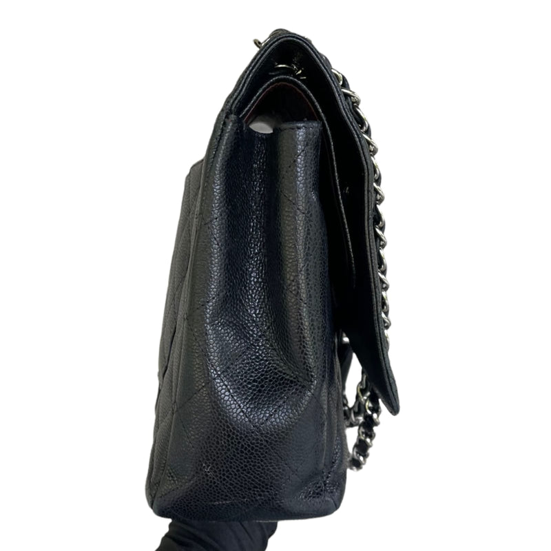 Classic Double Flap Maxi Caviar Black SHW