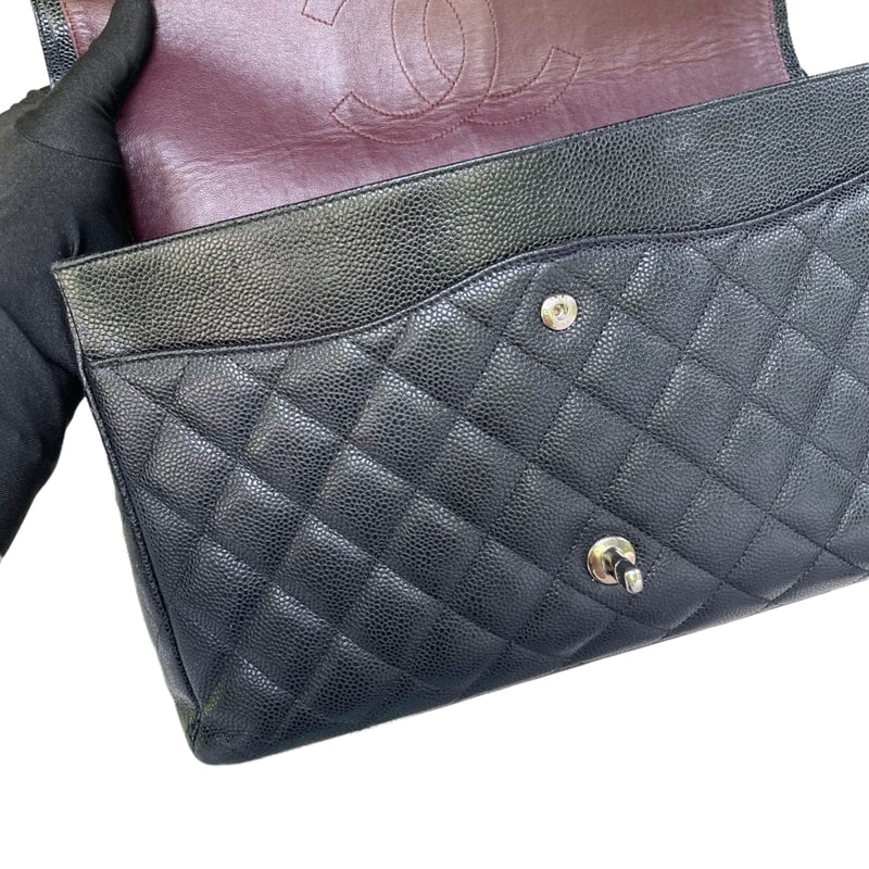 Classic Double Flap Maxi Caviar Black SHW