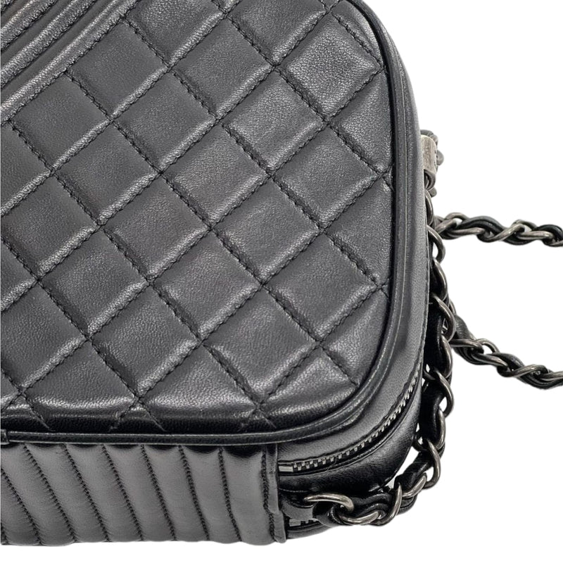 CHANEL Coco Boy Small Quilted Lambskin Camera Case Shoulder Bag Black