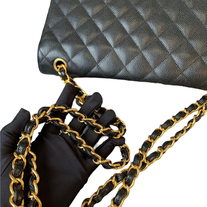 Jumbo Classic Double Flap Caviar Black GHW