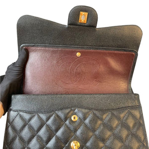 Jumbo Classic Double Flap Caviar Black GHW