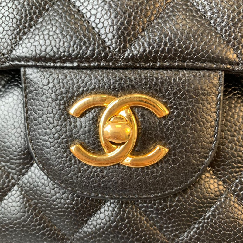 Jumbo Classic Double Flap Caviar Black GHW
