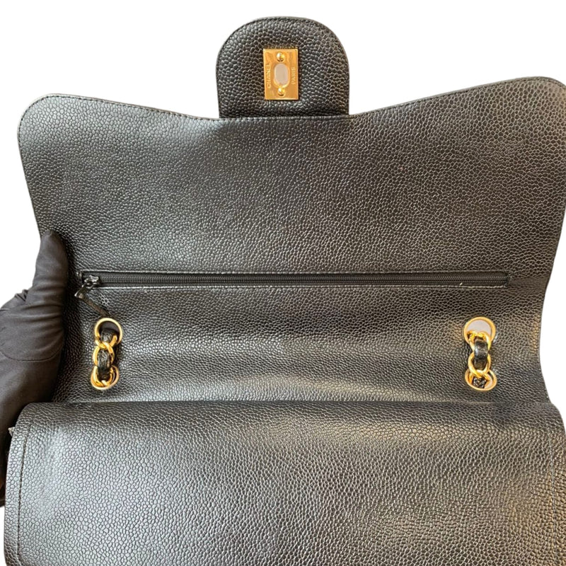 Jumbo Classic Double Flap Caviar Black GHW