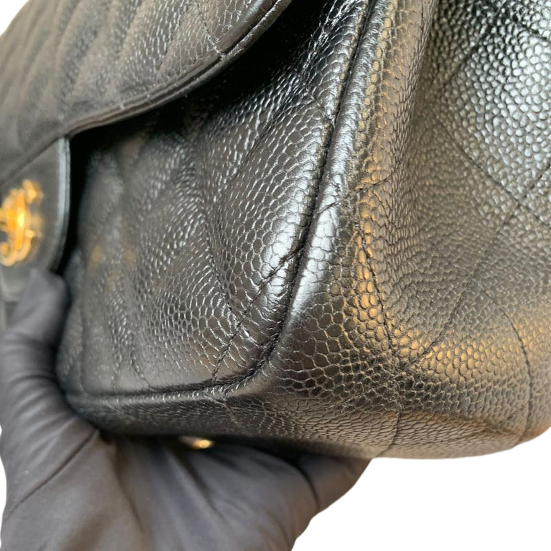 Jumbo Classic Double Flap Caviar Black GHW