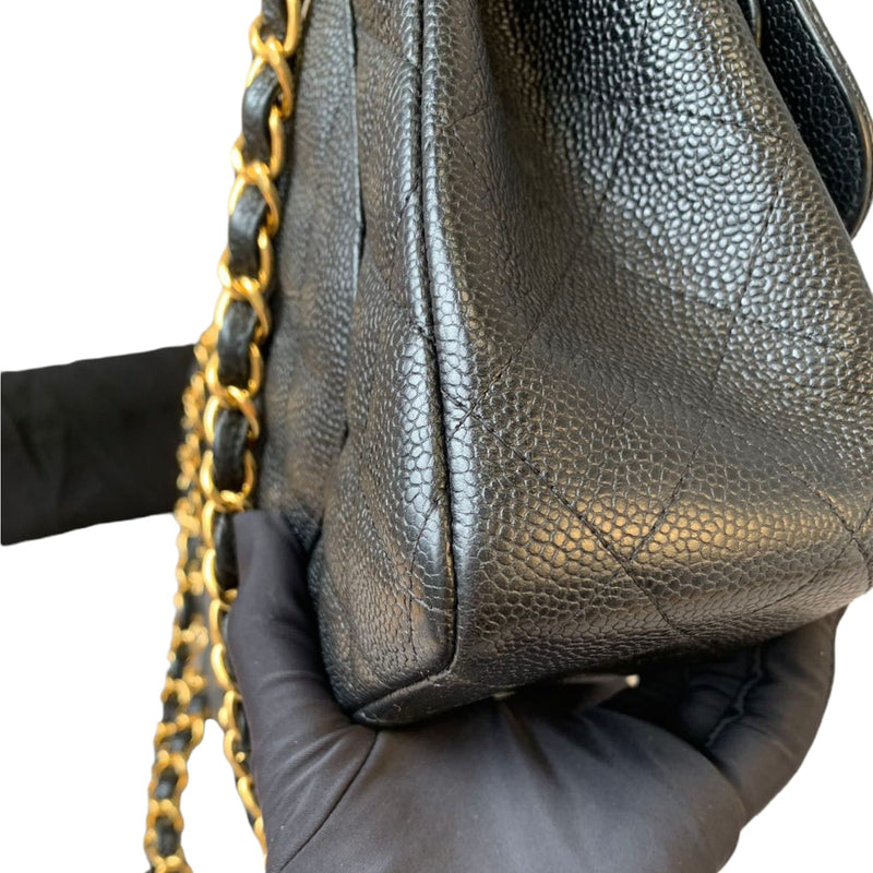 Jumbo Classic Double Flap Caviar Black GHW