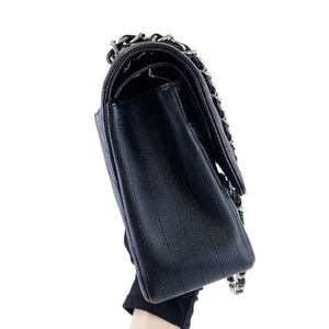 Jumbo Classic Flap Caviar Black Chevron SHW